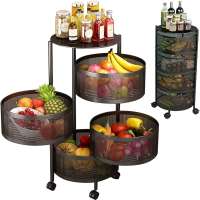 Premium 4-Layer Round Rotating Kitchen Storage Rack - Multi-Layer Kitchen Organizer with Wheels. Code: P0549